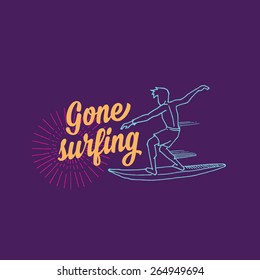 Surf, surfboard icon, vector banner surfer.