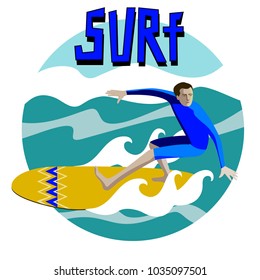 Surf. Surfer and big wave. surf graphic. T-shirt design. Typography surfing
