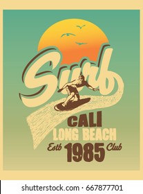 Surf. Surfer and big wave. surf graphic. T-shirt design. Typography surfing