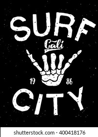 Surf. Surfing artwork. Vintage surf design. Original tee surf print