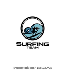 Surf Surfing Team Spors Logo Template Vector