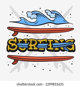 Surf Surfing Themed Vintage Traditional Tattoo Influenced Aesthetic Graphics For Tee Print t shirt Vector Media
