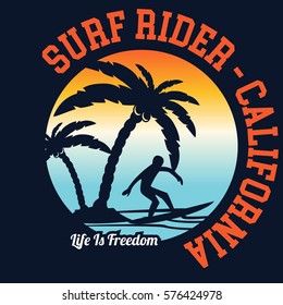 Surf, surfing, water sport poster illustration template