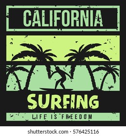 Surf, surfing, water sport poster illustration template