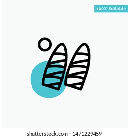 Surf, Surfing, Water, Sports turquoise highlight circle point Vector icon. Vector Icon Template background