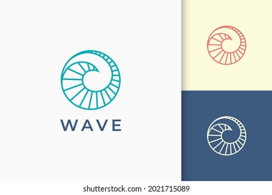 Surf or swim logo represent nautical and beach in wave sea shape