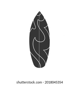 Surf Table Icon Silhouette Illustration. Surfing Sport Vector Graphic Pictogram Symbol Clip Art. Doodle Sketch Black Sign.