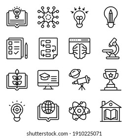 Surf through this wide range of icons of education offered in linear style. Each line icon in this pack is unique, different and creatively designed to make your projects more user friendly.