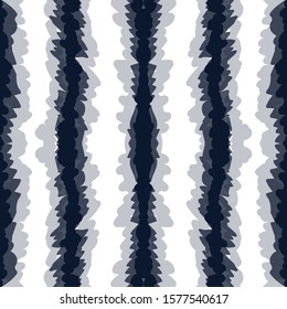 Surf Tie Dye Vector Seamless Pattern. Maroon Drawing Line Ethnic Print. Azure Ikat Fashion Wallpaper. Gloss Strip Rustic African Background. Indian Vintage Ornament