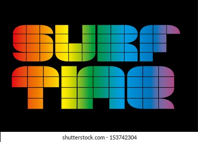 surf time rainbow vector art