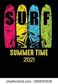 surf time summer day tshirt design.