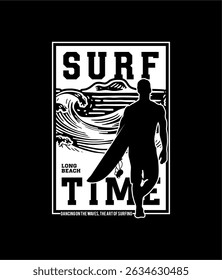 SURF TIME Use for tee print, sticker, poster. Vector illustration.