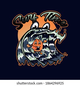 surf time vector illustration pineapple cartoon