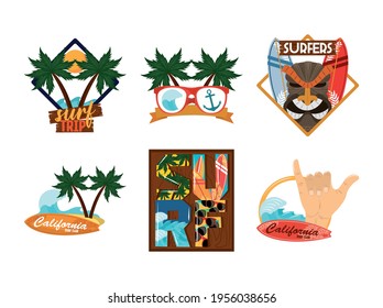 surf tropical palms surfboards set