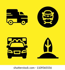 surf, truck, car repair and ambulance vector icon set. Sample icons set for web and graphic design