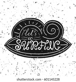 Surf t-shirt apparel design print vector isolated. Unique typography background in vintage style for clothing, longboard, sport poster, surfing school logo, stickers, banner or flyers.
