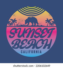 Surf typography with bear silhouette. tee shirt graphics  , print