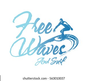 surf. Typography california surf print. tee graphic design