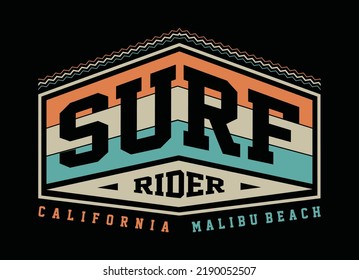 Surf typography graphic design, for t-shirt prints, vector illustration