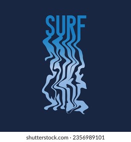 Surf typography letter flowing effect print graphic design