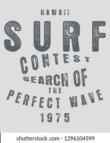 surf typography print for t-shirt print