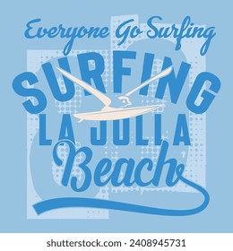 Surf typography. t shirt graphics. print. vector