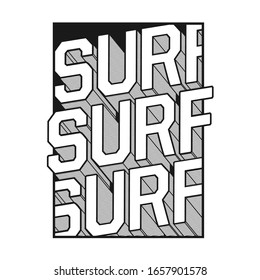 Surf typography. tee shirt graphics, vectors