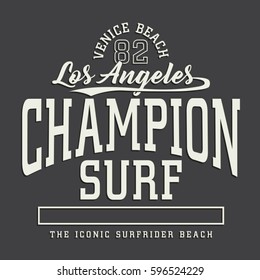 Surf typography, tee shirt graphics, vectors