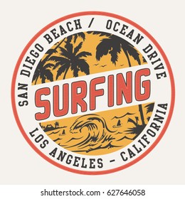 Surf typography, tee shirt graphics, vectors