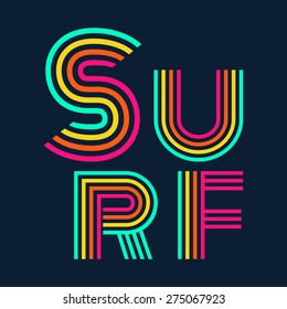 surf typography, t-shirt graphics. Vector illustration.