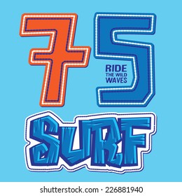 Surf typography , t-shirt graphics, vectors