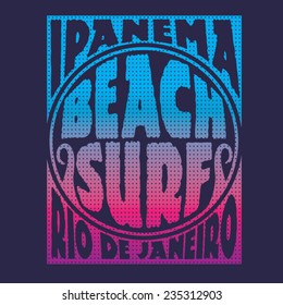 Surf typography, t-shirt graphics, vectors