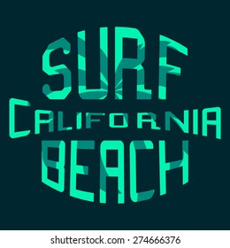 Surf typography, t-shirt graphics, vectors