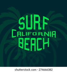 Surf typography, t-shirt graphics, vectors