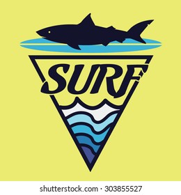 Surf typography, t-shirt graphics, vectors