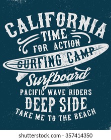 Surf typography, t-shirt graphics, vectors