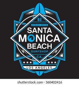 Surf typography, t-shirt graphics, vectors