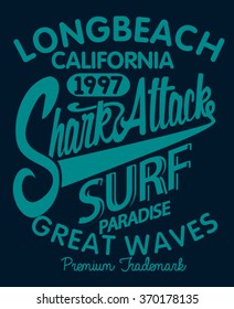 surf typography, t-shirt graphics, vectors