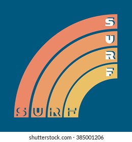 Surf typography, t-shirt graphics, vectors.