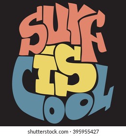 Surf typography, t-shirt graphics, vectors.