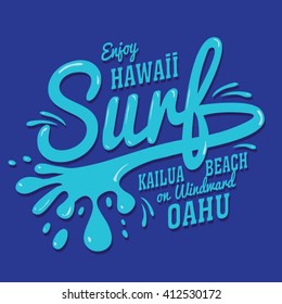 Surf typography, t-shirt graphics, vectors