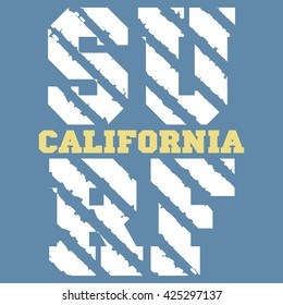 Surf typography, t-shirt graphics, vectors.