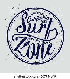 Surf typography, t-shirt graphics, vectors