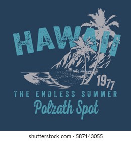 surf typography, t-shirt graphics , vectors.palm tree silhouette