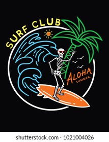 Surf typography for t-shirt print , vector illustration