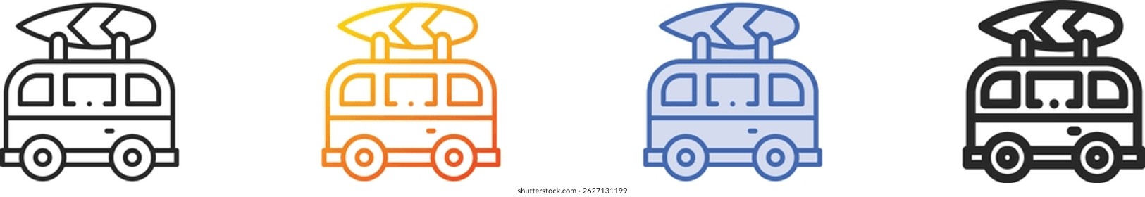 surf van icon.Thin Linear, Gradient, Blue Stroke and bold Style Design Isolated On White Background