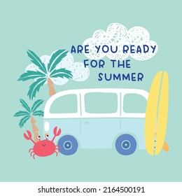 surf van illustration vector tropical background