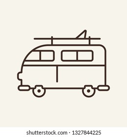 Surf van line icon. Vehicle, transport, journey. Camping concept. Can be used for topics like vacation, journey, trip