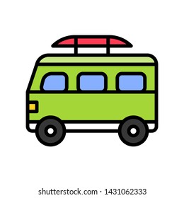 Surf van vector, Summer Holiday related filled icon editable outline