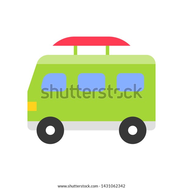 Surf\
van vector, Summer Holiday related flat style\
icon